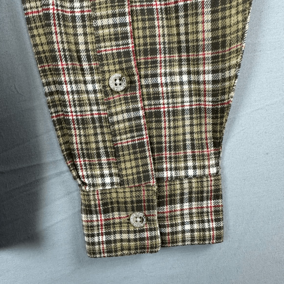 Columbia Men’s Boulder Ridge Flannel Shirt Small Regular Fit Brown Tan Plaid - Picture 7 of 9